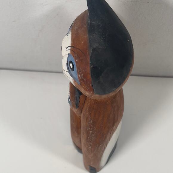 Hand carved Wooden Cats Standing Staring Together Folk Art Piece - Picture 9 of 16